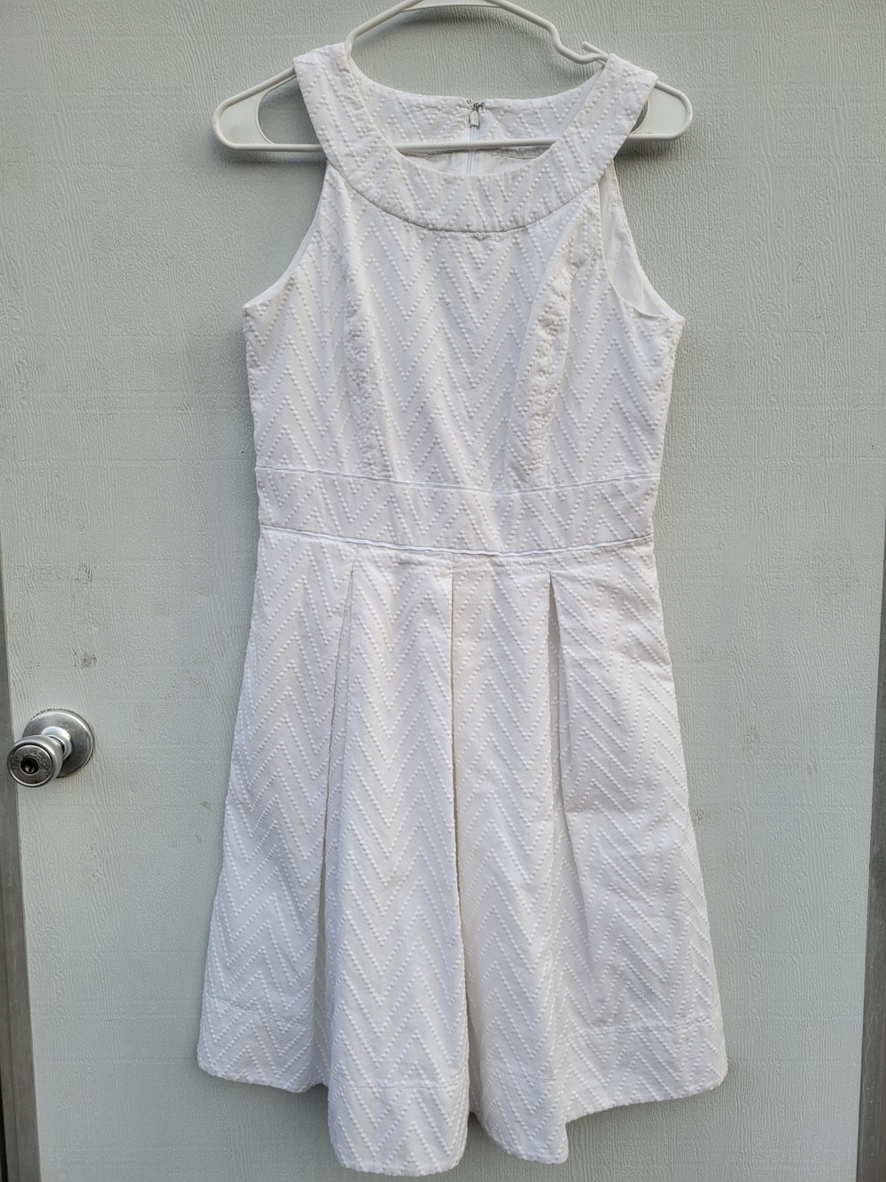 White House Black Market White Chevron-Textured Fit-and-Flare Dress Womens